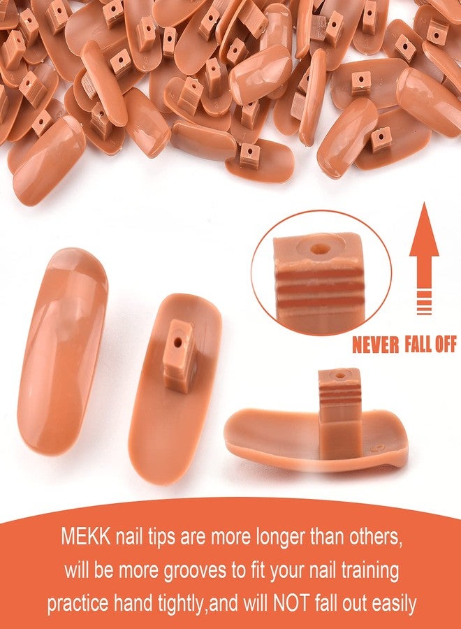 MEKK 200PCS Replacement False Nail Tips for Nail Practice Hand,Refill Nail Tips for Practice Hand & DIY Nail Art-Brown - Image 2